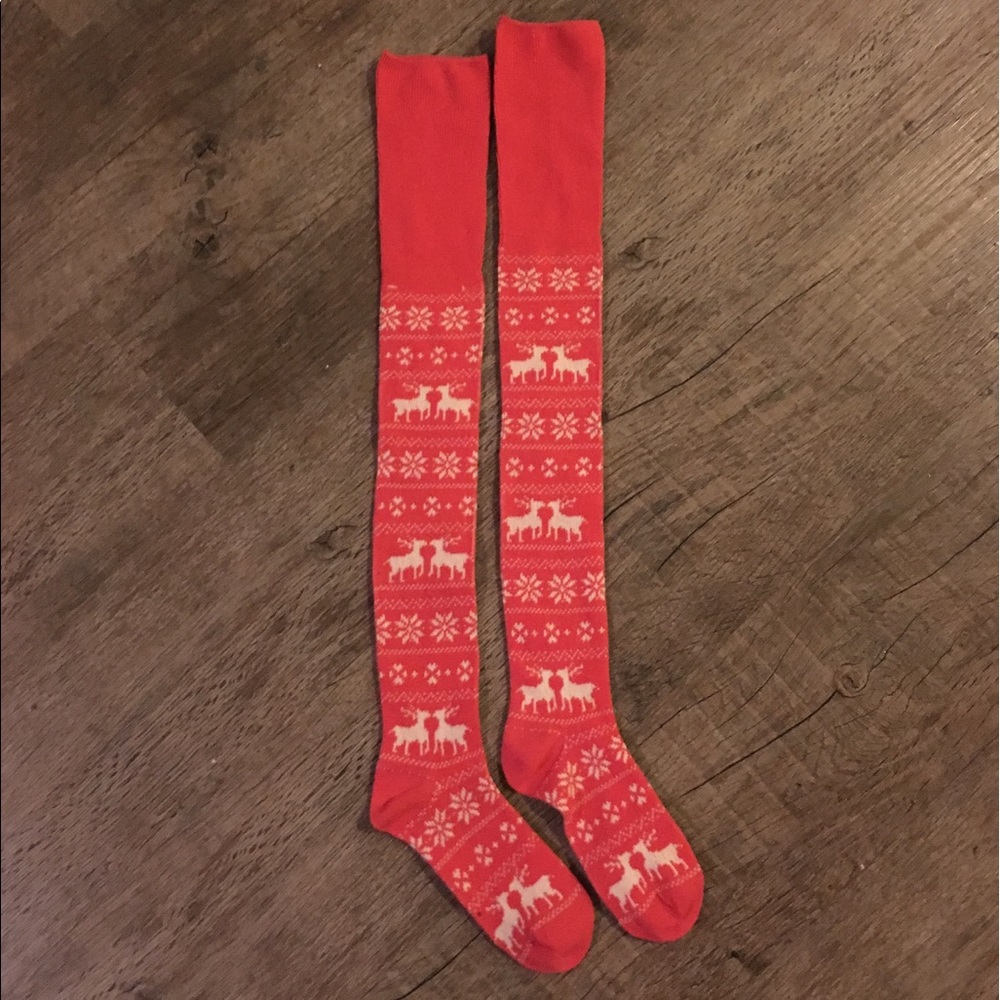 NWOT Free People Orange Over The Knee Socks